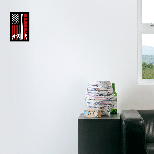 USA Flag Baseball Player Silhouette by The WYLD Tribe